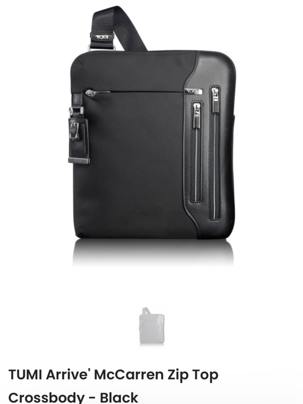 Tumi Black Arrive McCarren Zip-Top Crossbody Messenger